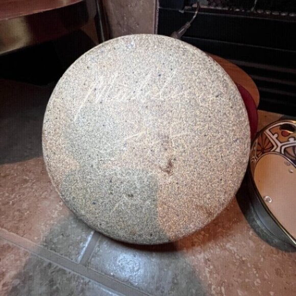 Stoneware red blue flowers bowl handmade OOAK studio pottery - Picture 7 of 10